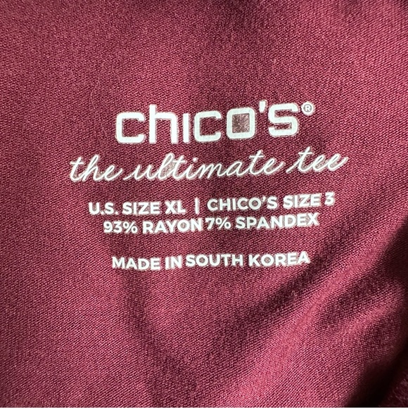 Chico's Women’s The Ultimate Tee Burgundy Long Sleeve Turtleneck‎ Size XL 16 - Picture 4 of 5